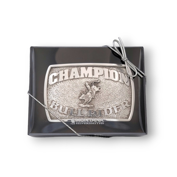 Montana Silversmiths Fine Silver Champion Bull Rider Buckle NEW! Retail $130.00 - Picture 3 of 8